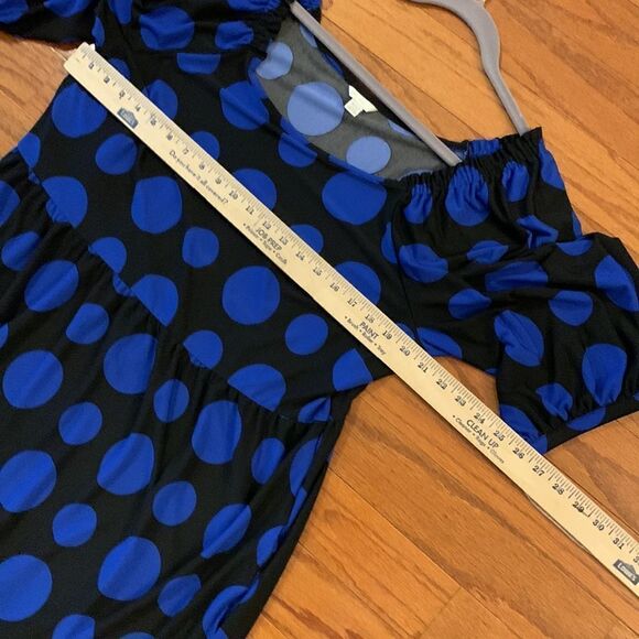 Cato Size 18/20 BoHo dress with large blue circles/polkadot - Picture 9 of 11